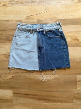 PacSun Two-Tone Light and Dark Blue Denim Mini Skirt